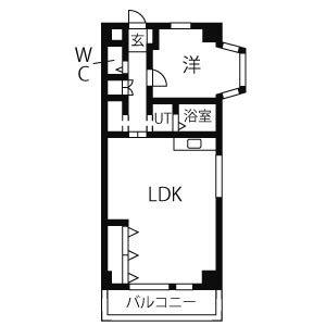 シャロン一社(1LDK/5階)の間取り写真