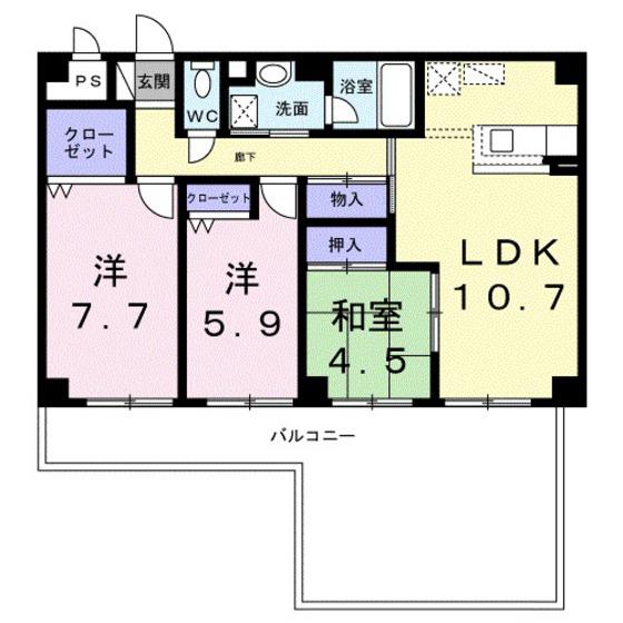 プラザ初雪A-1(3LDK/1階)の間取り写真