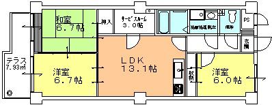 ラルゴ住吉502(3SLDK/5階)の間取り写真