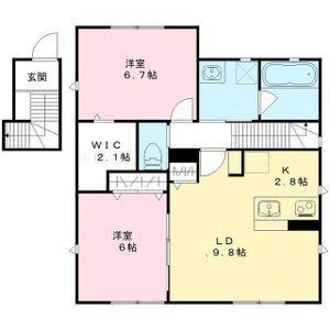 カーサ浜町(2LDK/2階)の間取り写真