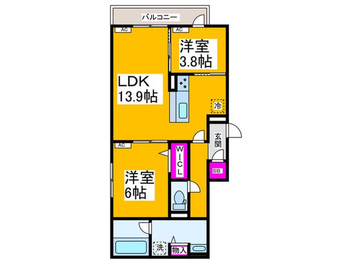 クラシスト新金岡(2LDK/3階)の間取り写真