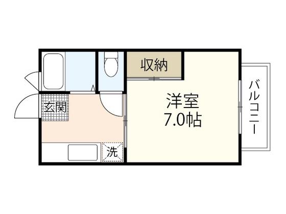 コーポサンピアB棟(1K/2階)の間取り写真