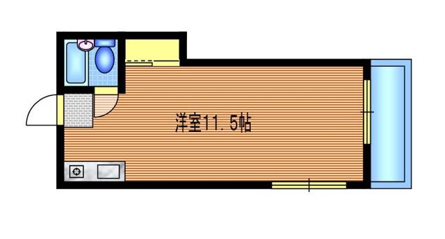 第二三菱荘(ワンルーム/2階)の間取り写真