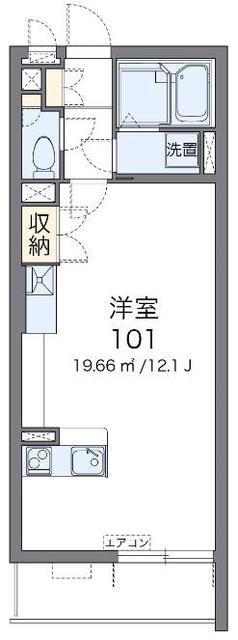 ミランダクレールコート新里(ワンルーム/1階)の間取り写真