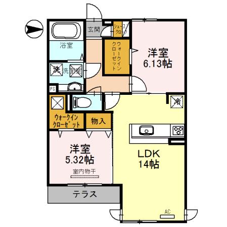 セントラルポー(2LDK/1階)の間取り写真
