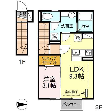 ルナ並木(1LDK/2階)の間取り写真