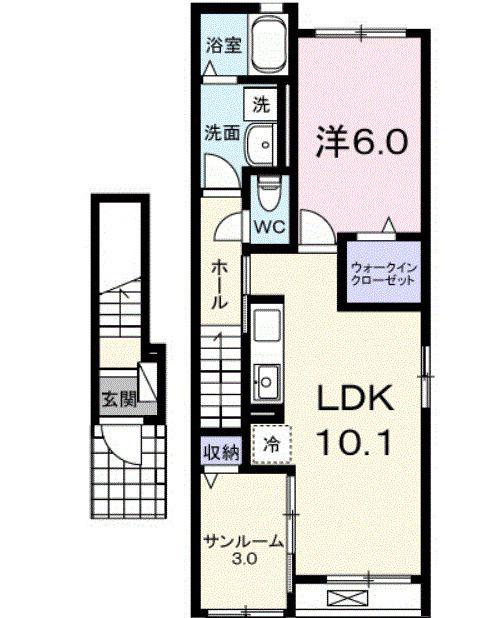 楠木1丁目アパート(1LDK/2階)の間取り写真