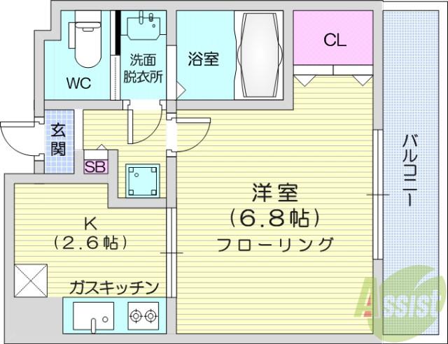 HF仙台レジデンスイースト(1K/4階)の間取り写真