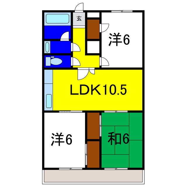 カサコモダPART1(3LDK/3階)の間取り写真