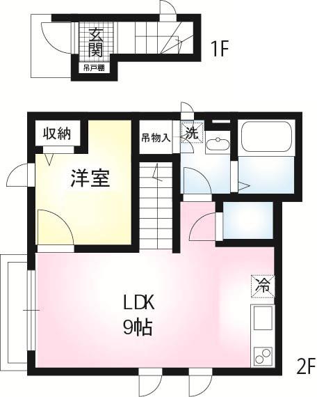 STELLA TERRACE(1LDK/2階)の間取り写真