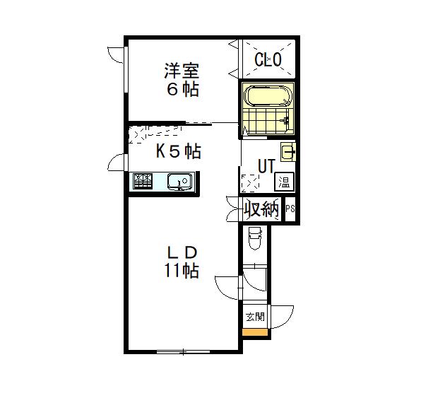 NEW WEALTH(1LDK/2階)の間取り写真