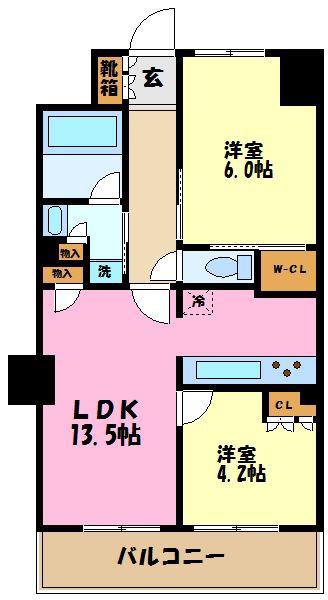 BLESS宮崎台 ブレス宮崎台(2LDK/2階)の間取り写真