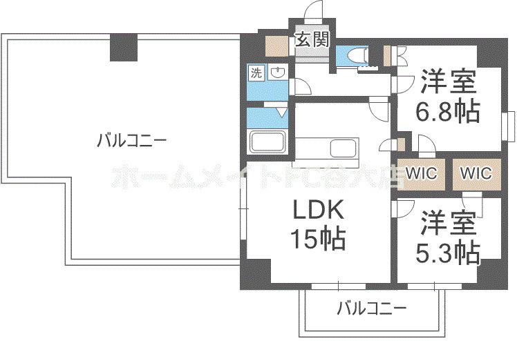 LEGALANDABENO SANMEICHO(2LDK/5階)の間取り写真