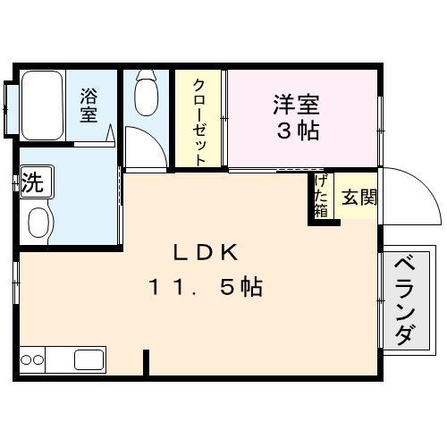 ユメック城南(1LDK/1階)の間取り写真