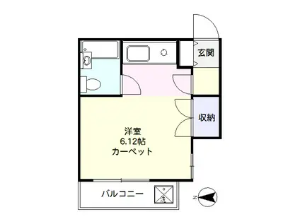グレイスハウス丹羽(ワンルーム/2階)の間取り写真