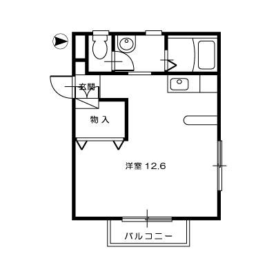 ライフアベニュIV(ワンルーム/2階)の間取り写真