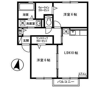 セブンフィールドA(2LDK/2階)の間取り写真
