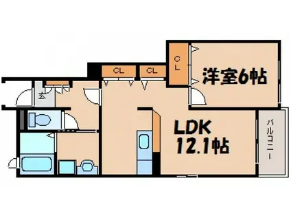 メリディオさくらI(1LDK/1階)の間取り写真