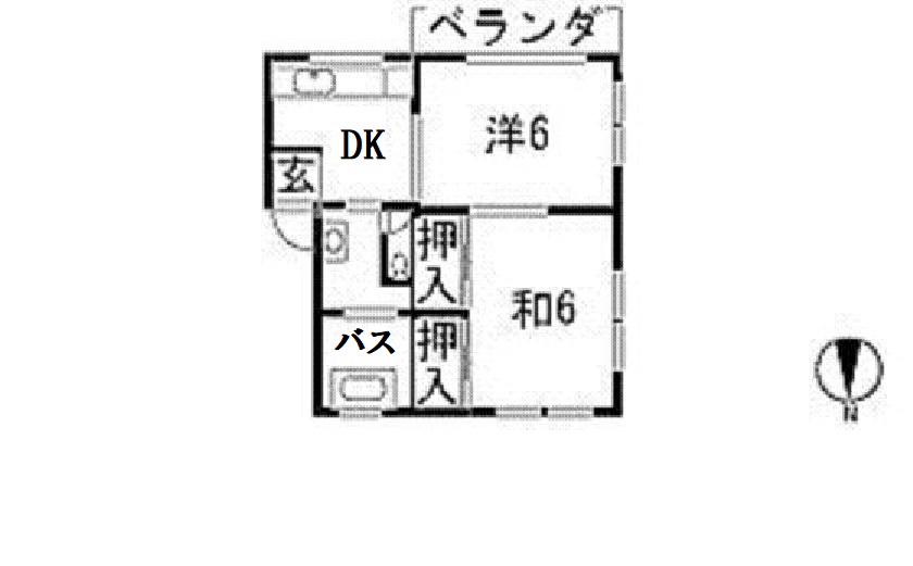 メゾン古口(2DK/1階)の間取り写真