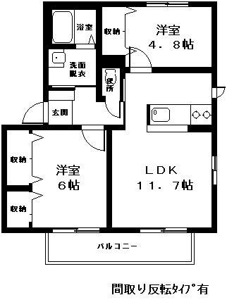 シャーメゾンパルボーヌ B棟(2LDK/1階)の間取り写真
