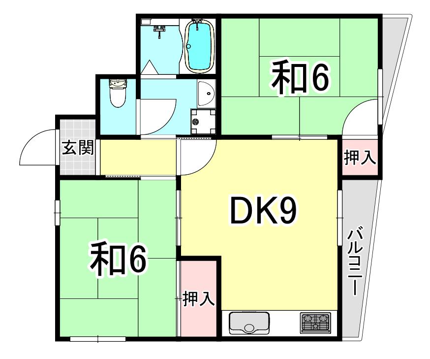 セゾン舞子(2DK/3階)の間取り写真