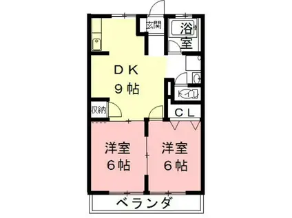 今嶺ビル(2DK/3階)の間取り写真