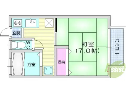菅原アパート2(1K/2階)の間取り写真