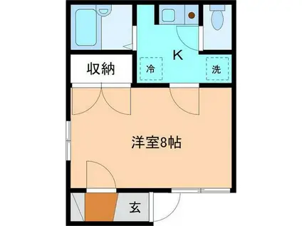 ベルビュー石引II(1K/1階)の間取り写真