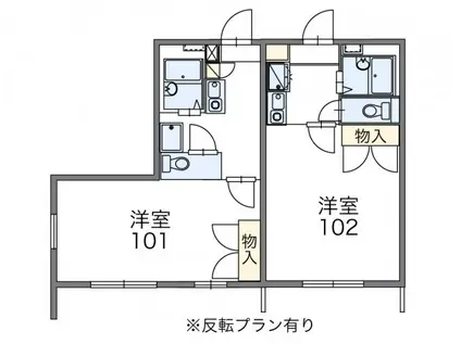 レオパレス早川B棟(1K/1階)の間取り写真