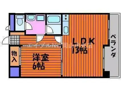 山陽マンション(1LDK/4階)の間取り写真