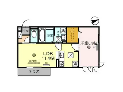 福井鉄道福武線 水落駅 徒歩11分 3階建 築2年(1LDK/1階)の間取り写真