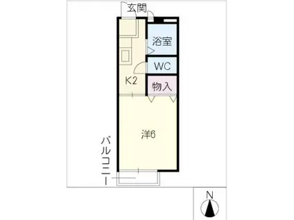 宝町ドミール(1K/1階)の間取り写真