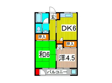 コーポ東和(2DK/2階)の間取り写真