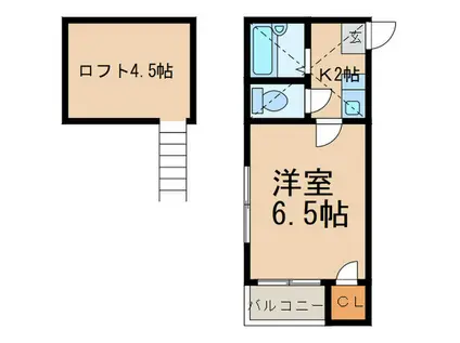 オーガスタ大橋駅東(1K/2階)の間取り写真