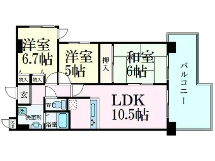 ドムール姫路(3LDK/1階)の間取り写真