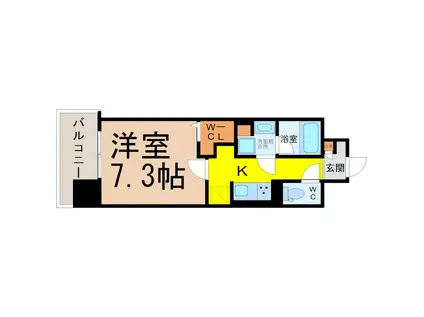 プレミアムコート大須(1K/7階)の間取り写真