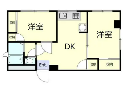 岡本マンション(2DK/7階)の間取り写真