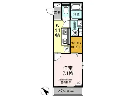 ＪＲ武蔵野線 新座駅 徒歩12分 3階建 築4年(1K/1階)の間取り写真