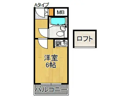 ハイデ野田(ワンルーム/2階)の間取り写真