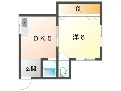 コーポ宝永(1DK/2階)の間取り写真