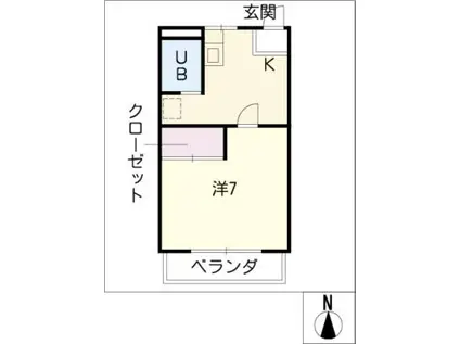 水崎ハイツII(1K/1階)の間取り写真