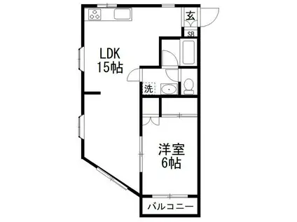 ピューラ津田沼(1LDK/1階)の間取り写真