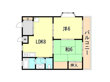 KYマンション会下山(2LDK/1階)の間取り写真
