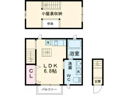 タウンカテッジ篠崎II(ワンルーム/2階)の間取り写真