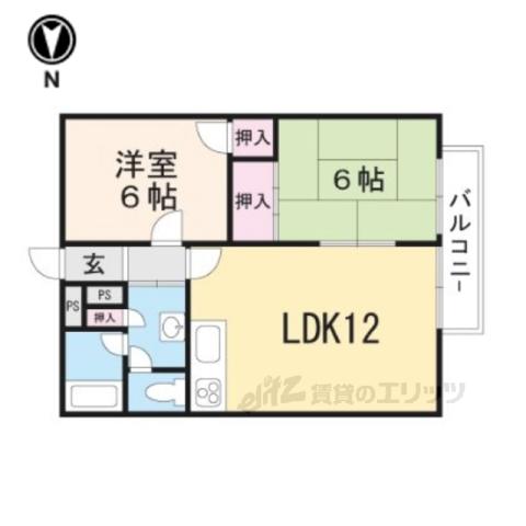 ＪＲ山陰本線 亀岡駅 徒歩25分 2階建 築31年(2LDK/1階)の間取り写真