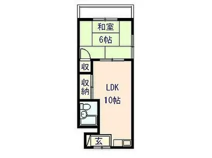 広栄マンションVI(1LDK/3階)の間取り写真