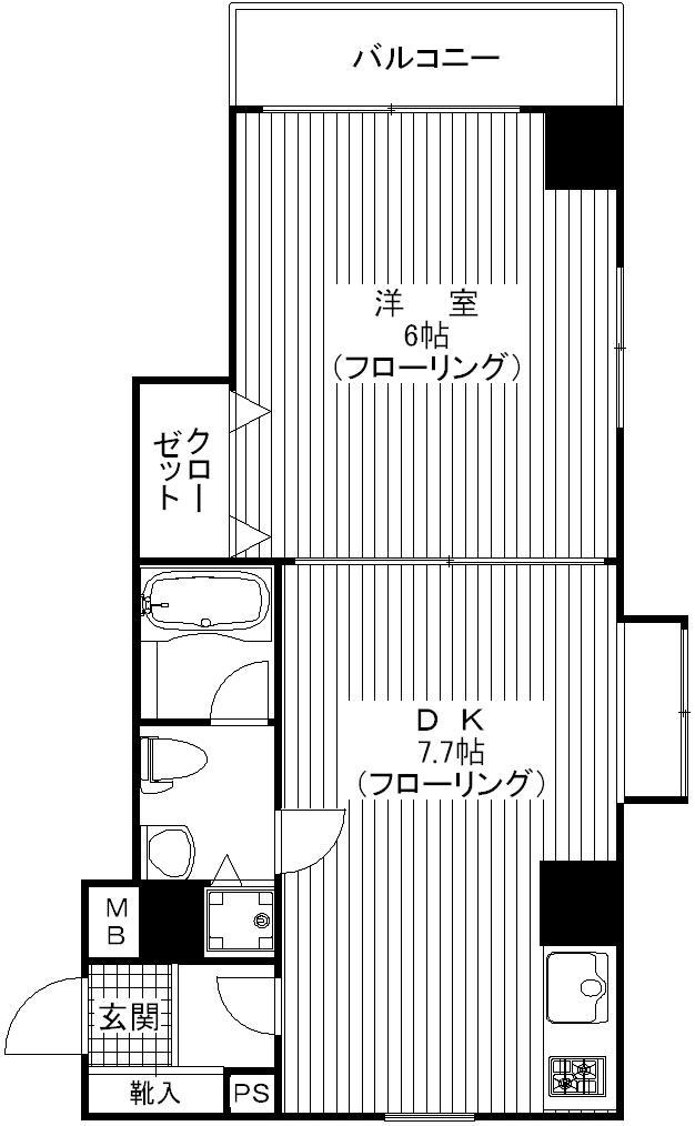 ネオス旗の台(1DK/5階)の間取り写真