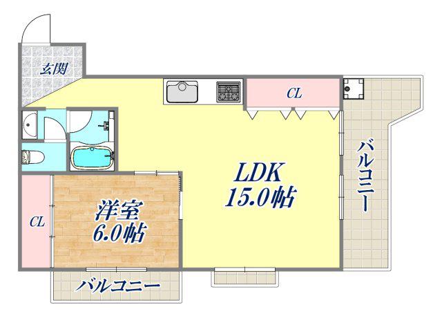 甲南野崎ハイム(1LDK/3階)の間取り写真
