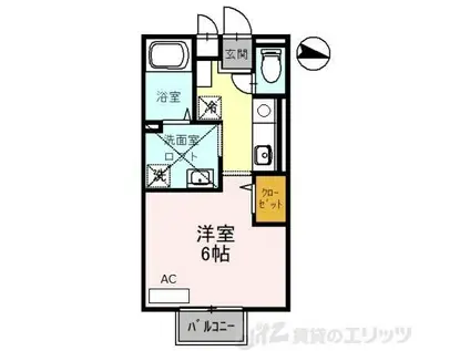 メルベーユ箕面II(ワンルーム/2階)の間取り写真