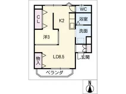 コーポレーションT&T(1LDK/3階)の間取り写真
